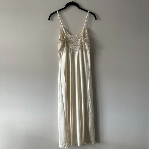 Vintage Anywear Anytime Floral Lace Sheer Bust Slip Dress Cream Small - Picture 3 of 8